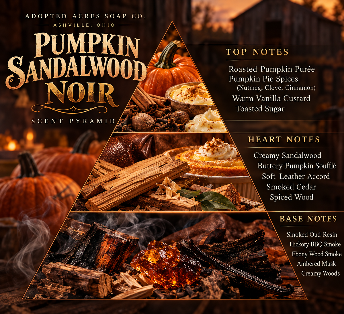 Pumpkin Sandalwood Noir Pump Shave Soap 3.4oz.