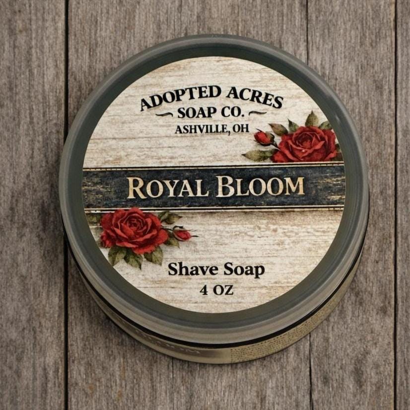 Royal Bloom Shave Soap: Rose, Oud & Patchouli - 4oz